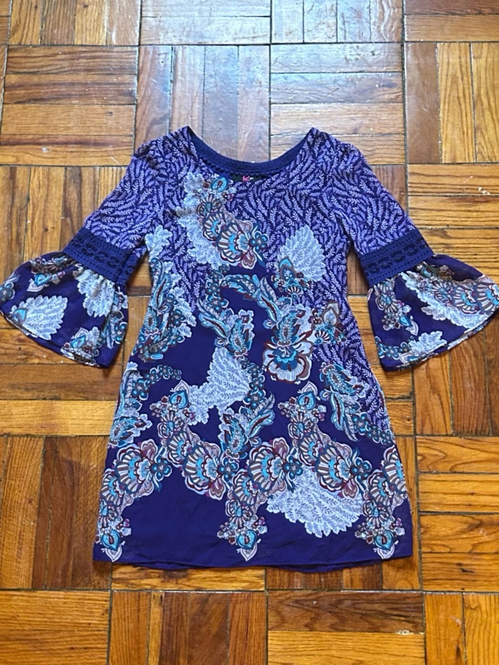 Iz Byer Girl's Blue & Purple Dress